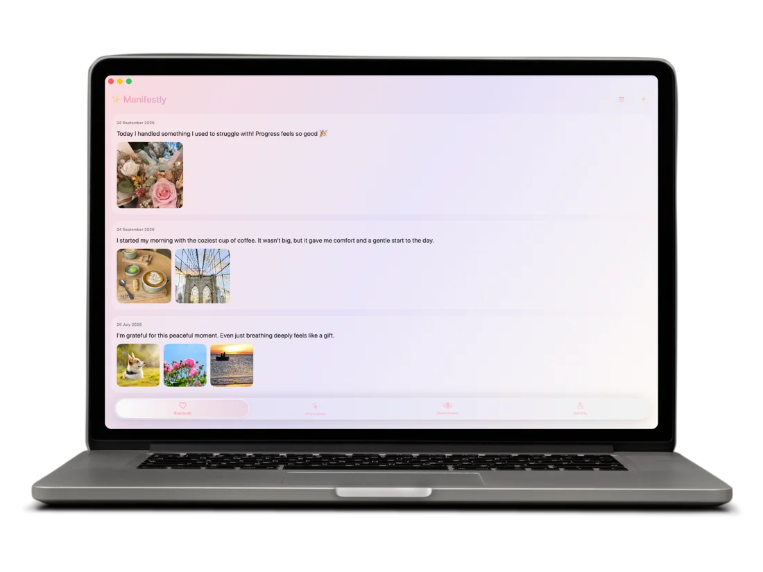 The Manifestly gratitude journal on a Mac