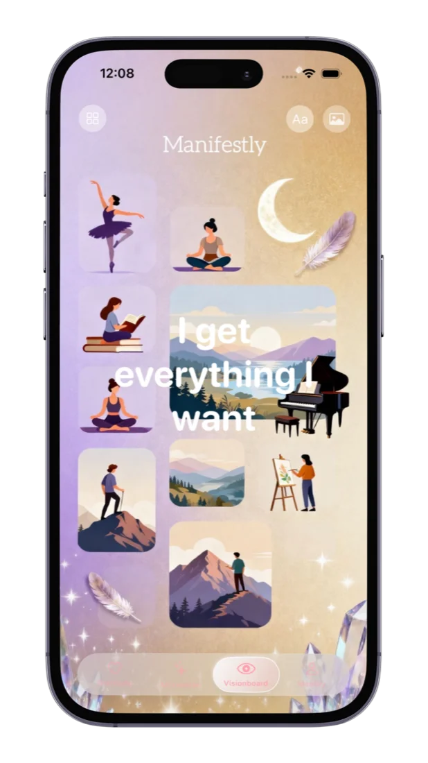 A vision board open in Manifestly on iPhone